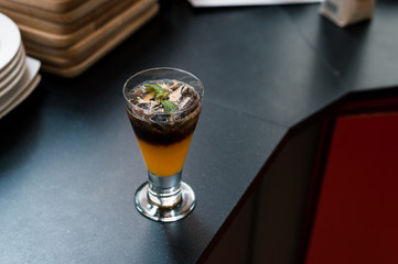 ices espresso coffee mixed orange juice