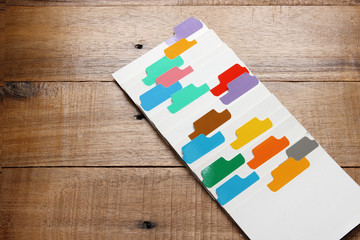 Fototapeta na wymiar Index Cards with Colour Labels