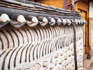 ソウル　韓屋の外壁　北村韓屋村