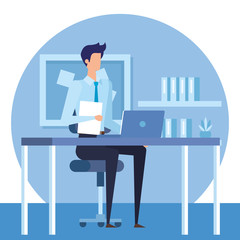 Fototapeta premium elegant businessman worker in the office scene