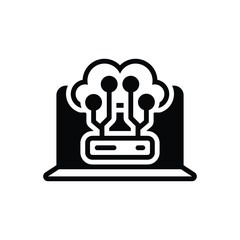 Black solid icon for cloud computing 
