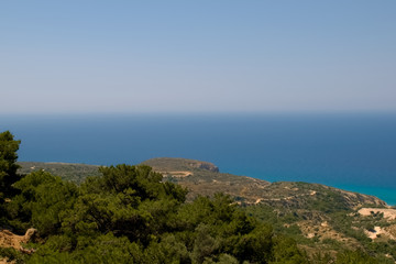 Fototapeta na wymiar View from the monastery of Agios Ioannis Thymianos on the island of Kos in Greece
