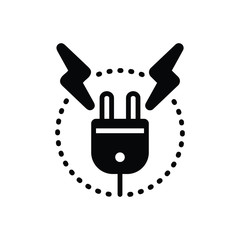 Black solid icon for high voltage
