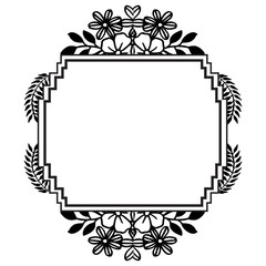 Decorative frame, pattern ornate with cute flowers, wallpaper of greeting card, invitation card. Vector