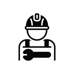 Black solid icon for worker 