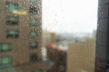 Rain drops on a glass window