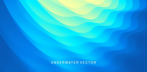 Deep blue underwater background. Modern screen design for mobile app and web design. Vector illustration.