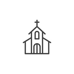 Church with holy cross line icon. linear style sign for mobile concept and web design. Church building outline vector icon. Symbol, logo illustration. Vector graphics