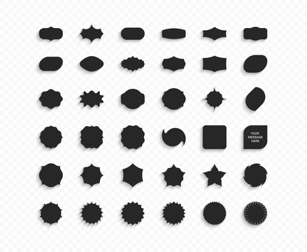 Set of empty geometrical shapes. Collection of design elements. Vector illustration for badge, label or sticker.