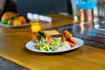 Healthy plate of food at a bar