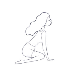 cartoon cute girl sitting with her eyes closed