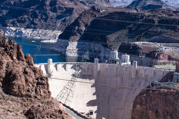 Famous Hoover Dam at Lake Mead, Nevada and Arizona Border, United States.