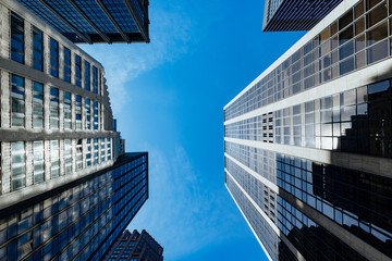 Fototapeta na wymiar Looking up in the Financial District
