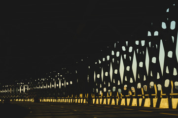 Metal bridge silhouette perspective view