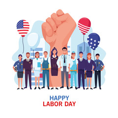 Happy labor day card, USA holiday - obrazy, fototapety, plakaty