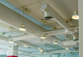 Air duct, wiring and plumbing in the mall. Air conditioner pipe, wiring pipe, and plumbing pipe...