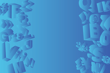 Fototapeta premium Modern universal abstract gradient blue background 3d letters for web, banner, print