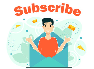 concept subscription email newsletter man from letters mail