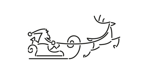 Święty Mikołaj, sanie i renifer. Ilustracja wektorowa. © Rzoog