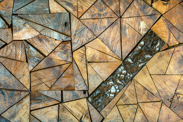 Colorful patterns of wood for the background.