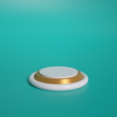 white and Gold Product Stage on green Background. 3D Rendering - Illustration