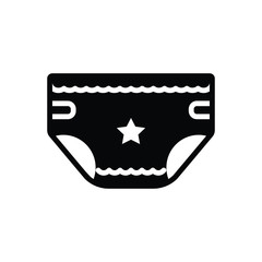 Black solid icon for baby diaper 