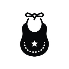 Black solid icon for bib baby 
