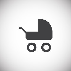Stroller icon on background for graphic and web design. Simple illustration. Internet concept symbol for website button or mobile app.