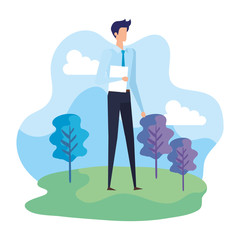 elegant businessman worker in the camp