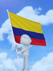 国旗を掲げるコロンビアのスポーツ選手