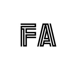 Initial two letter black line shape logo vector FA
