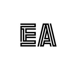 Initial two letter black line shape logo vector EA