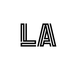 Initial two letter black line shape logo vector LA