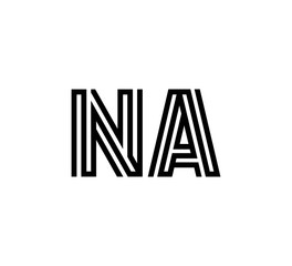 Initial two letter black line shape logo vector NA