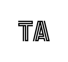 Initial two letter black line shape logo vector TA