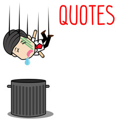 Businessman fall to trash bin.