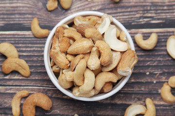 A bowl with cashew nuts