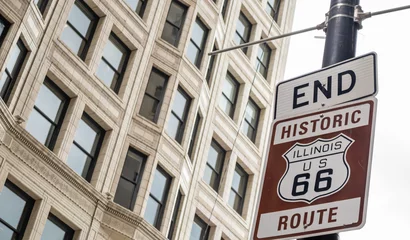 Gardinen Route 66 Illinois Begin road sign, the historic roadtrip in USA © Rawf8