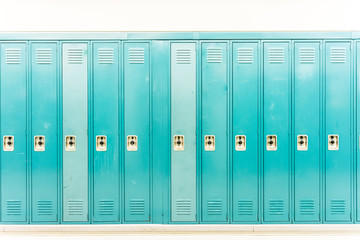 Naklejka premium Row of bright colored school lockers