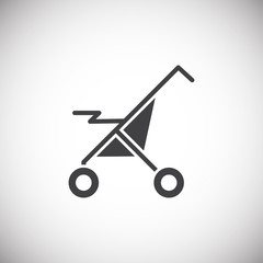 Stroller icon on background for graphic and web design. Simple illustration. Internet concept symbol for website button or mobile app.