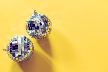 Sparkling disco ball in a day light. Concept of party.