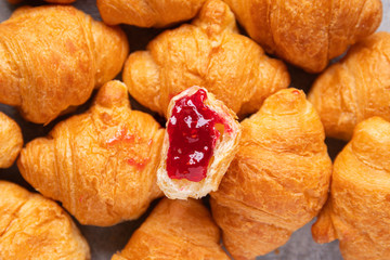 homemade croissants with berry jam filling