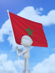 国旗を掲げるモロッコのスポーツ選手