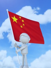 国旗を掲げる中国のスポーツ選手