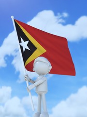 国旗を掲げる東ティモールのスポーツ選手