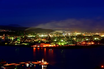 室蘭港越しに見た工場の夜景＠北海道