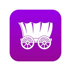 Ancient western covered wagon icon digital purple for any design isolated on white vector illustration