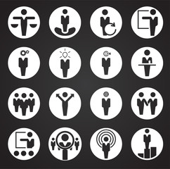 Business people icons set on background for graphic and web design. Simple illustration. Internet concept symbol for website button or mobile app.