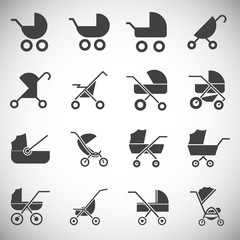 Stroller icons set on background for graphic and web design. Simple illustration. Internet concept symbol for website button or mobile app.