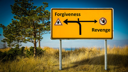 Obraz premium Street Sign to Forgiveness versus Revenge